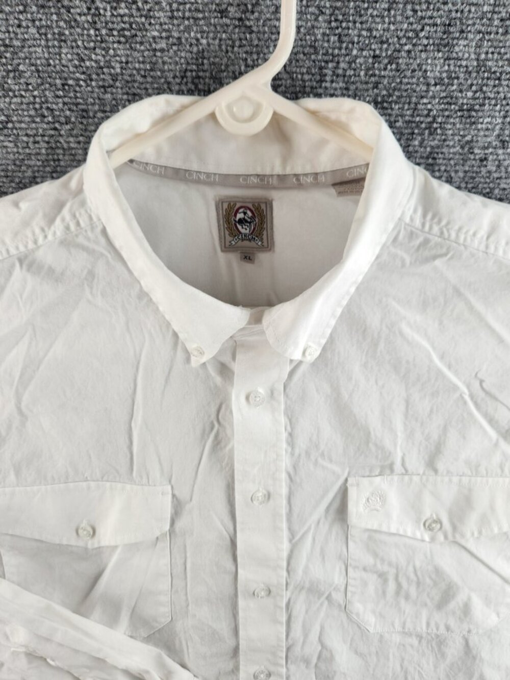 Cinch Men XL Long Sleeve Button Up Shirt White 100% Cotton Adult Denver Theme